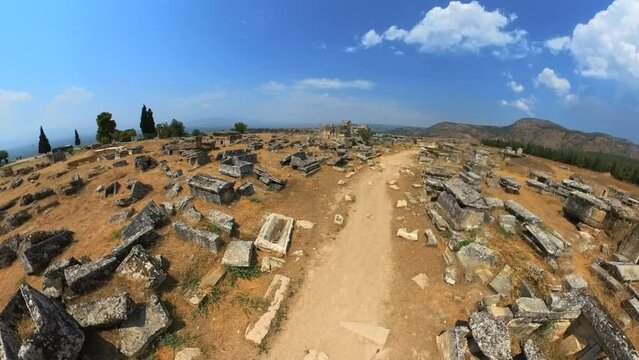 The Necropolis of Hierapolis, located in Turkey, is an extensive archaeological site featuring a captivating array of ancient tombs, mausoleums, and monumental gravestones.