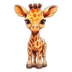 giraffe baby toddler illustration on transparent background, Ai Generated