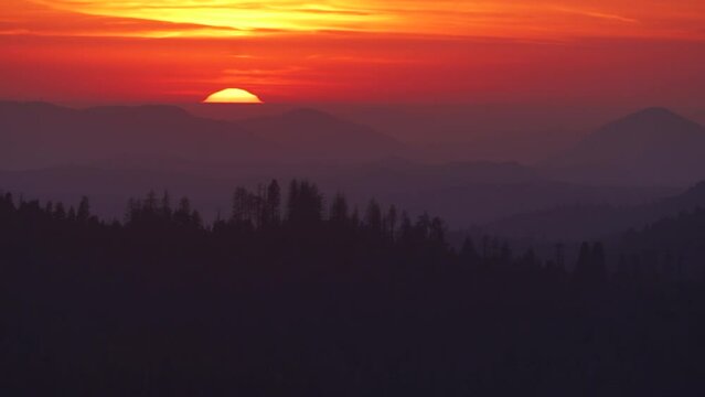 Sunset View of the Western Edge of the Sequoia National Park and San Joaquin Valley from Beetle Rock