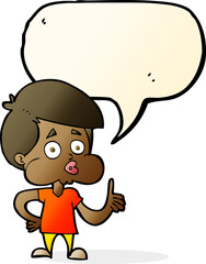 cartoon boy giving thumbs up with speech bubble