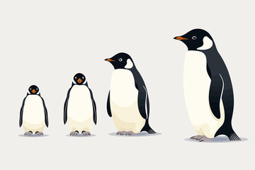 Penguins vector flat minimalistic isolated vector style illustration