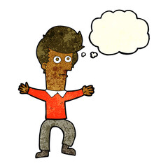 Fototapeta premium cartoon startled man with thought bubble