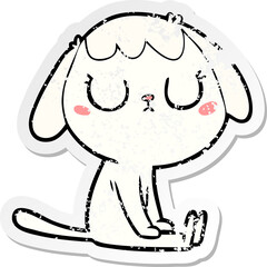 distressed sticker of a cute cartoon dog