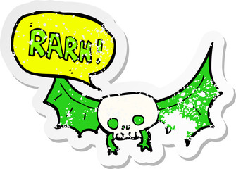 retro distressed sticker of a cartoon vampire bat