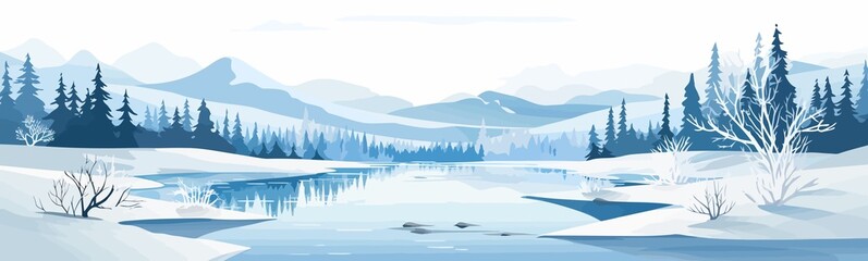 Fototapeta na wymiar Winter Landscape vector flat minimalistic isolated vector style illustration