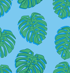 Palm tree leaf tropical summer background pattern  seamless 