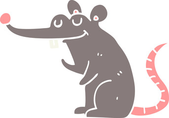 flat color style cartoon rat