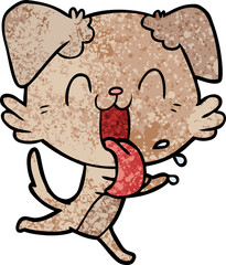 cartoon panting dog running