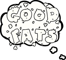 freehand drawn thought bubble cartoon good fats sign