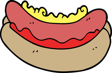 cartoon doodle hotdog in a bun