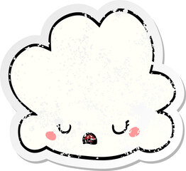 distressed sticker of a cute cartoon cloud
