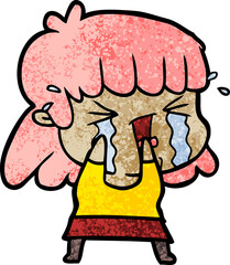 cartoon woman in tears