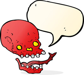cartoon spooky skull with speech bubble