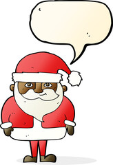 cartoon happy santa claus with speech bubble