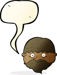 cartoon bearded man with speech bubble