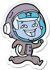 Obraz na płótnie Canvas sticker of a cartoon laughing astronaut