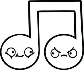 line drawing cartoon of a musical note
