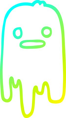 cold gradient line drawing of a cartoon spooky ghost