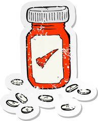retro distressed sticker of a cartoon pills