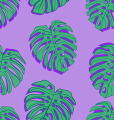 Palm tree leaf tropical summer background pattern  seamless 