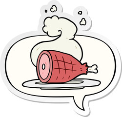 cartoon cooked meat with speech bubble sticker
