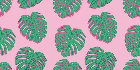 Palm tree leaf tropical summer background pattern  seamless 