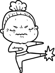 cartoon annoyed old lady