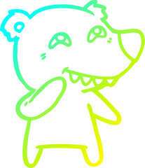 cold gradient line drawing of a cartoon polar bear showing teeth