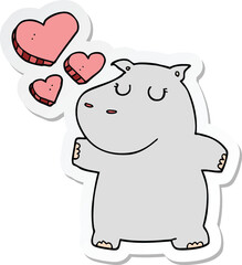 sticker of a cartoon hippo in love