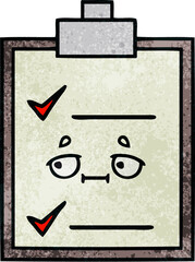 retro grunge texture cartoon of a check list