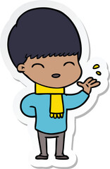 sticker of a happy cartoon boy