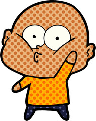 cartoon bald man staring
