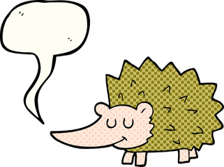 freehand drawn comic book speech bubble cartoon hedgehog