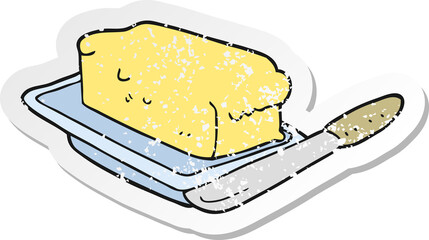 retro distressed sticker of a cartoon butter