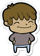 sticker of a happy cartoon boy