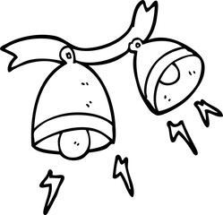 freehand drawn black and white cartoon jingle bells