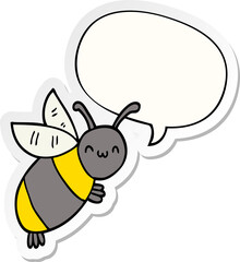 cute cartoon bee with speech bubble sticker