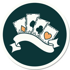 sticker of tattoo in traditional style of cards and banner