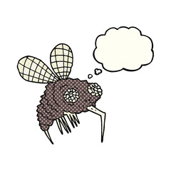 freehand drawn thought bubble cartoon fly