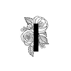 Flower font alphabet, doddle letter I. Luxury wedding invitation flowers letters. Laser cut template. Initial monogram letter. May be used for logo or paper cutting.
