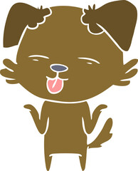 flat color style cartoon dog sticking out tongue