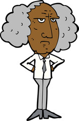cartoon big hair lecturer man