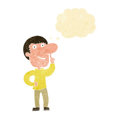 cartoon man with idea with thought bubble