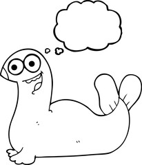 freehand drawn thought bubble cartoon seal