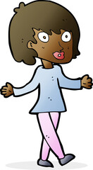 cartoon woman with open arms