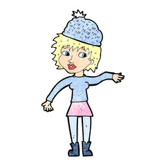 cartoon woman wearing hat