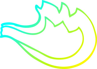 cold gradient line drawing of a cartoon flame