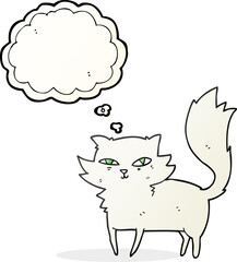 freehand drawn thought bubble cartoon cat