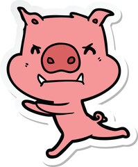 sticker of a angry cartoon pig