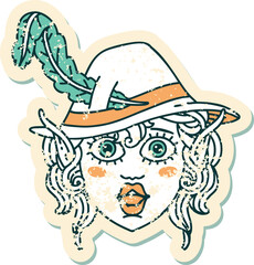 Retro Tattoo Style elf bard character face